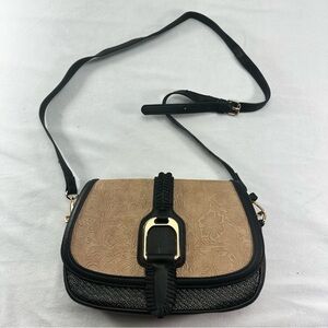 Darcy Marks London Embossed Purse Floral Crossbody Western Modern Classic Gold
